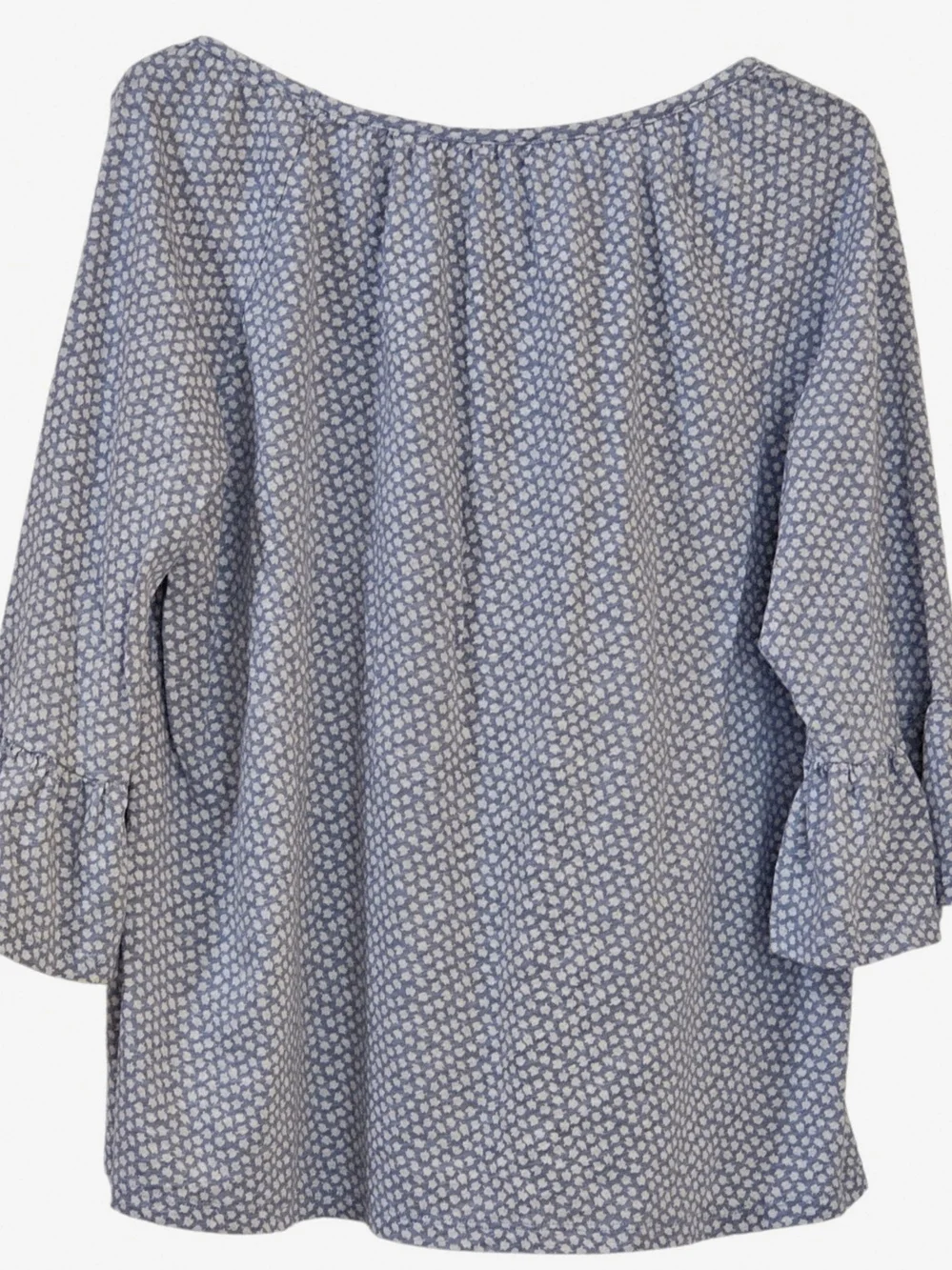 MICHAEL Michael Kors Blue Floral Boho Peasant Blouse Ruffle Sleeve Large